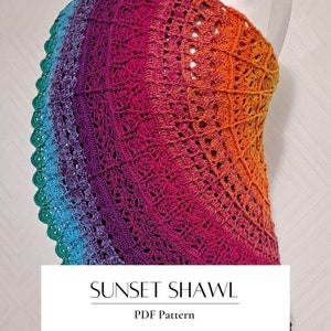 PDF Pattern/Wzór Sunset Shawl/Scarf/Chusta crochet/szydełko