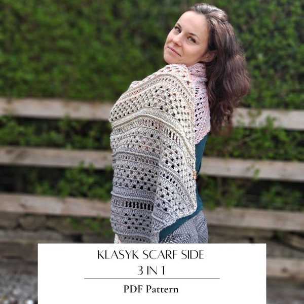 PDF Pattern/Wzór Klasyk Side 3in1 Shawl/Scarf/Chusta/Szal/Blanket/Koc