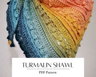 PDF Pattern/Wzór Turmalin Shawl/Scarf/Chusta crochet/szydełko