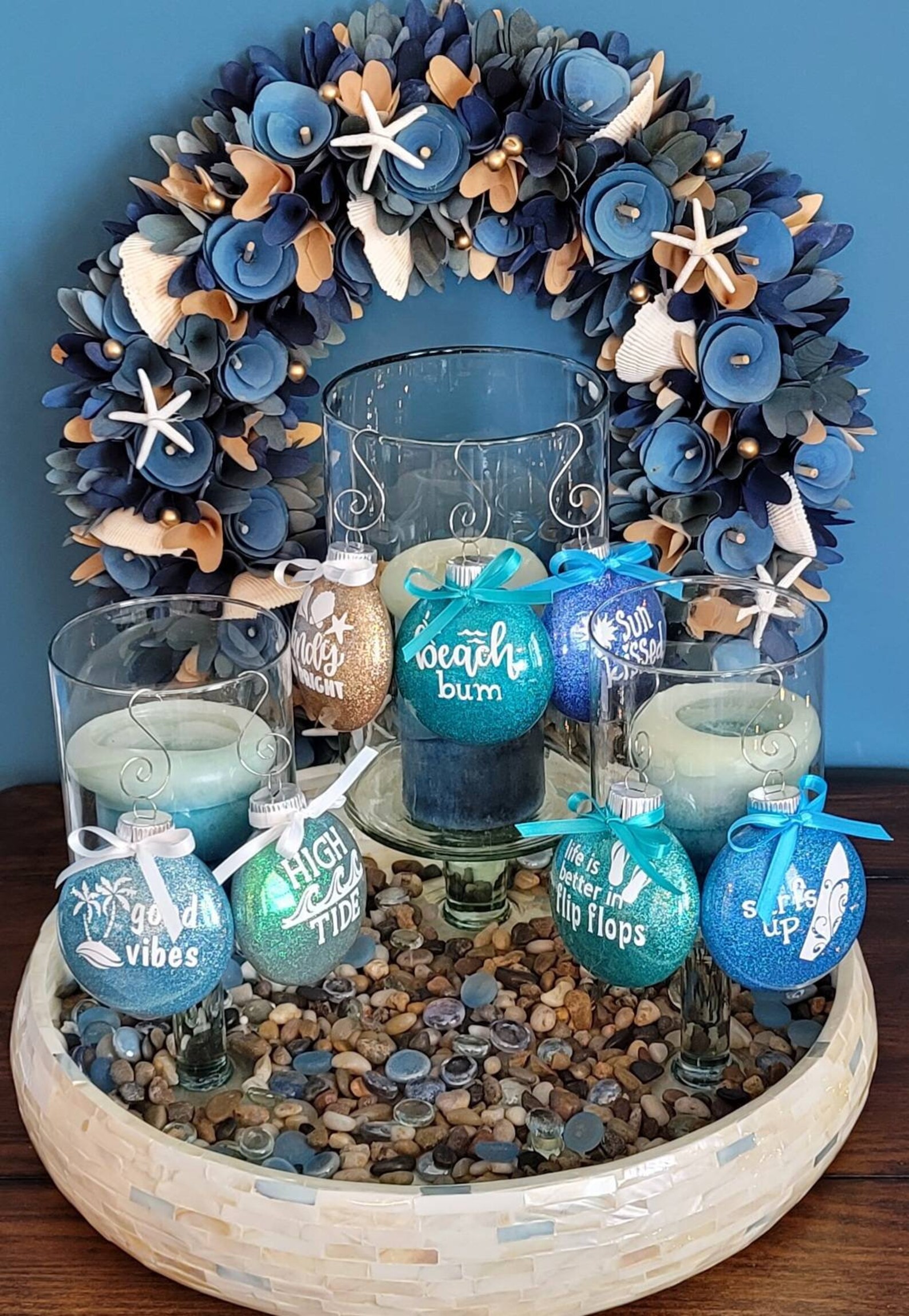 Summer Theme Tree Ornament/beach Themed Ornament/summer Tree Ornament Set/beach Glitter Tree