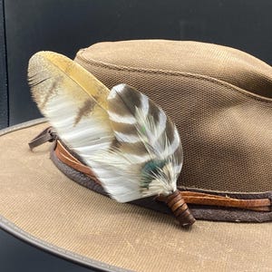 Red Shouldered Hawk and Barn Owl feather hatband clip