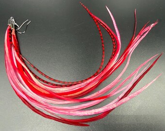 Long thin feather dangle earrings