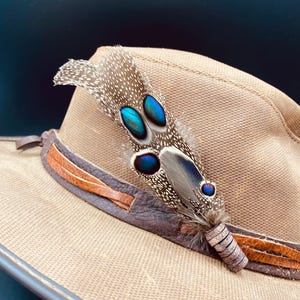 Peacock Pheasant Feather Lapel Pin: Handmade Hat Clip, Cowboy Hat Band
