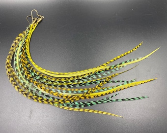 Long thin feather dangle earrings
