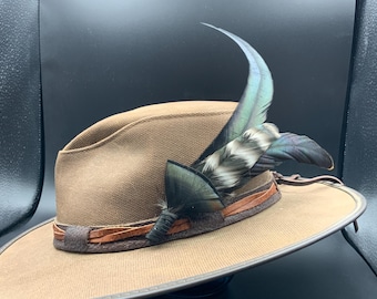 Feather Hat Clip: Handmade Western rooster feather Hatband