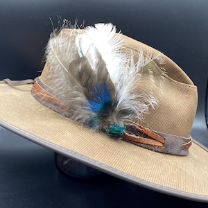 Peacock Feather Hat Clip: Handmade Boho Lapel Pin with Swarovski Crystals