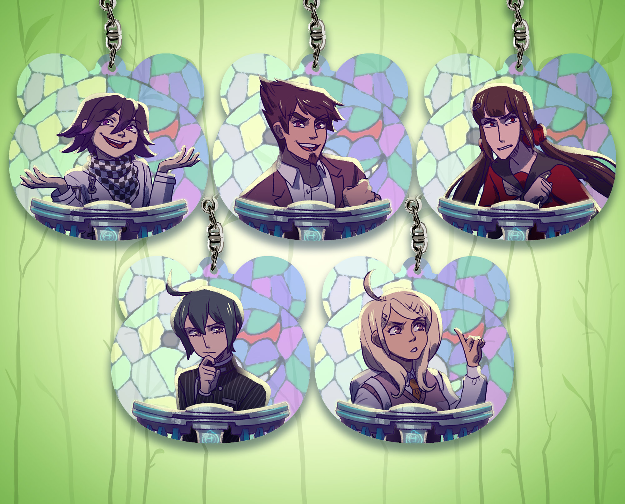 DRV3 Trial Rainbow Holographic Charm Keychains