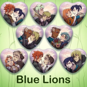 FE3H Heart Shipping Pin Buttons: Blue Lions