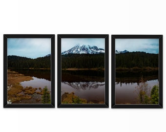 Wall Decor Panoramic Landscape Photography of Mount Rainier National Park with Glaciers