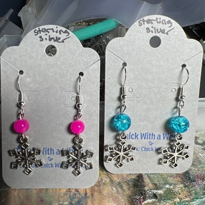 Snowflake 5,Snowflake Dangle Earrings, Winter Jewelry, Handmade Snowflake Earrings, Holiday Earrings, Winter Accessories, Sparkling Earrings