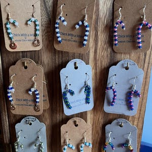Handmade Beaded Candy Cane Earrings – Sterling Silver Hooks