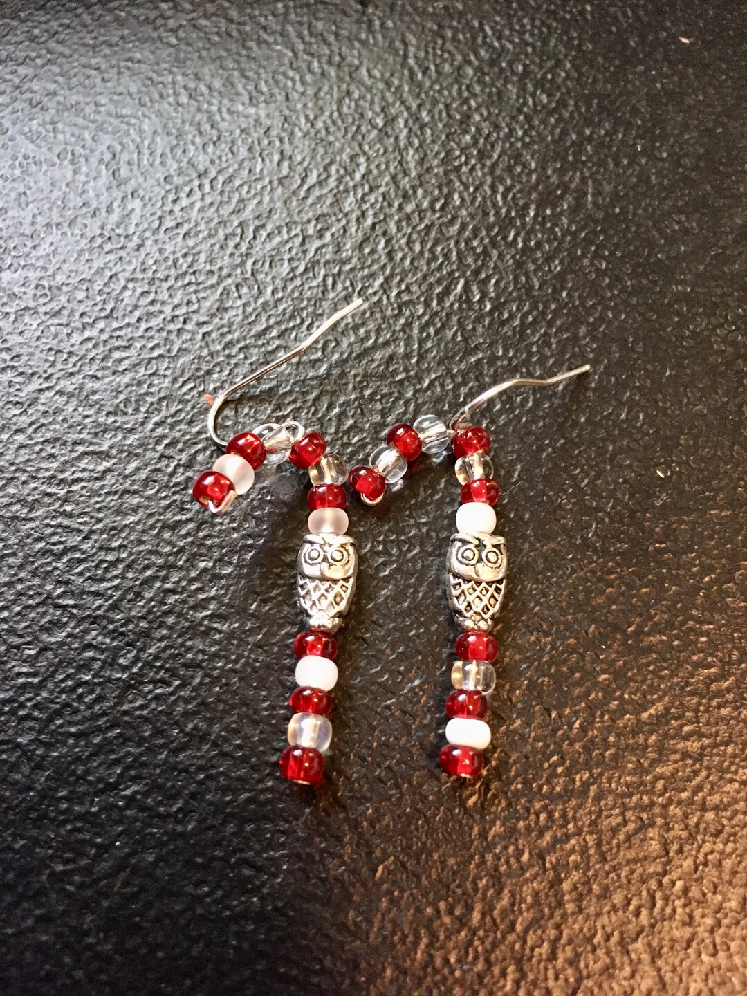 Beaded Candy Cane Earrings, Beaded Christmas Earrings, Beaded Candy