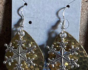 Sterling Silver Snowflake Earrings: Winter Dangle Earrings