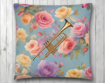 Trumpet Pillow, Gift for Trumpet Girl, Trumpet Cushion, Women Trumpet Gift, Marching Band Gift