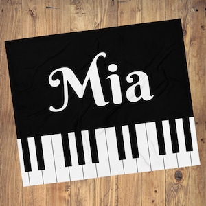 Personalized Name Blanket Piano Blanket, Personalized Piano Gift, Pianist Gift, Piano Player Gifts, Music Teacher Gift image 1