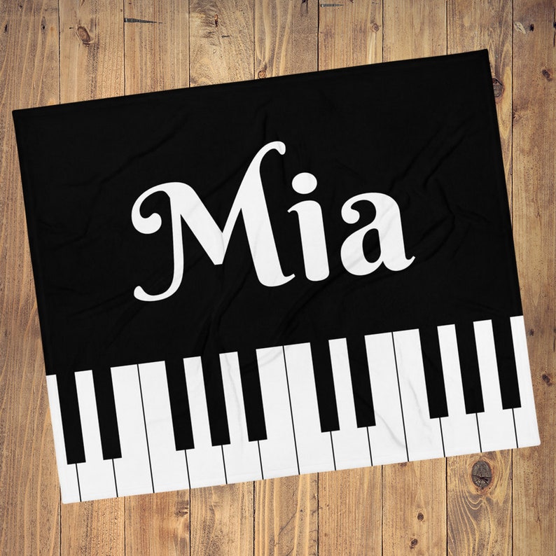 Personalized Name Blanket Piano Blanket, Personalized Piano Gift, Pianist Gift, Piano Player Gifts, Music Teacher Gift image 1