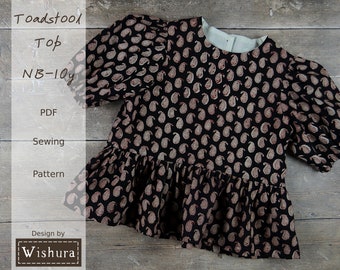 Girls Top Sewing Pattern pdf with Step-By-Step Tutorial Newborn - 10y