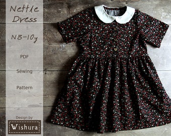 Nettle Dress Sewing Pattern in sizes Newborn-10y, with step-by-step tutorial, pdf digital download
