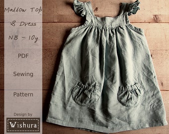 Girls Dress Pattern pdf, Digital Sewing Pattern, Dress Sewing Pattern pdf, Pinafore Pattern pdf in sizes NB-10y