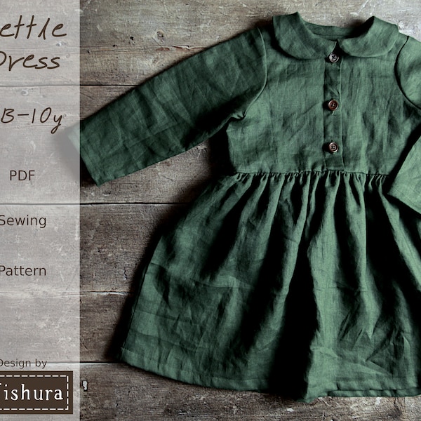 Girls Autumn Dress Sewing Pattern in sizes Newborn-10y, with step-by-step tutorial, pdf digital download