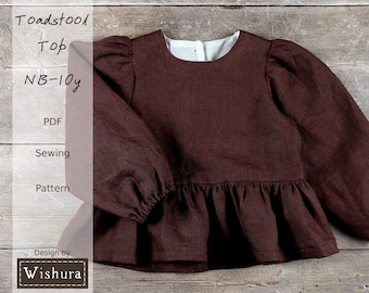 Top Sewing Pattern for babies and children in Newborn to 10y