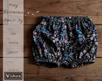 Baby Bloomer Sewing Pattern PDF with Step-by-Step Tutorial, sizes 0m-3y
