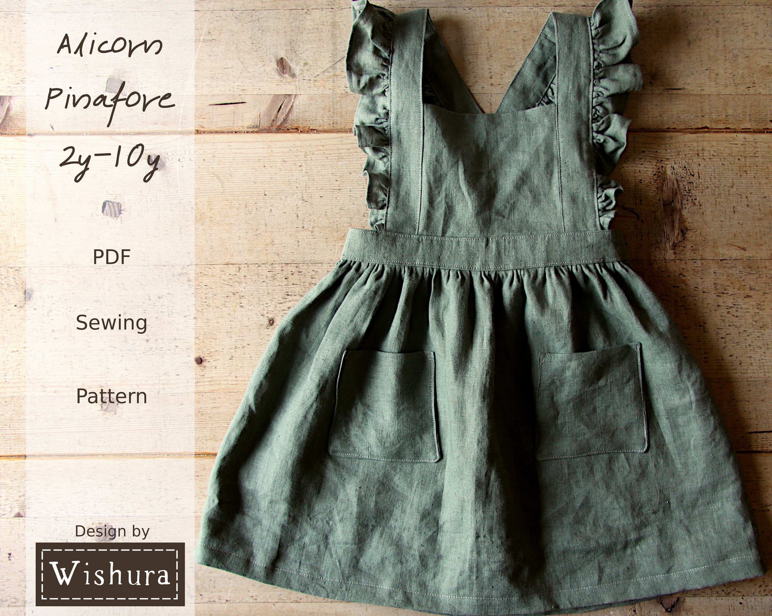 Sewing Pattern PDF, Girls Pinafore Pattern, Dress Sewing Pattern with…