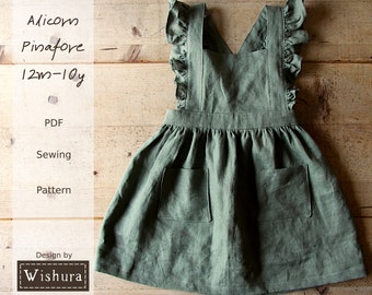 Sewing Pattern PDF, Girls Pinafore Pattern, Dress Sewing Pattern with Step-by-Step Tutorial, sizes 12m-10y