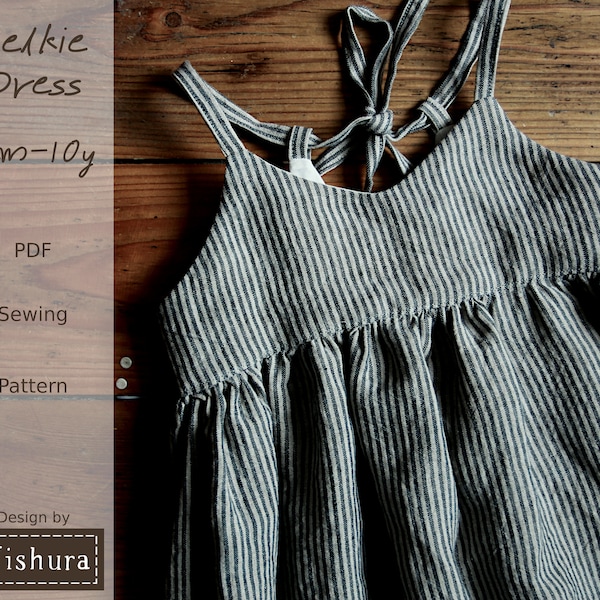 Summer Dress Sewing Pattern PDF with step-by-step tutorial, 12m-10y