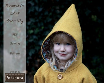 Gnome Sewing Pattern, hooded coat, Sizes 0-10y, with Step-by-Step Tutorial