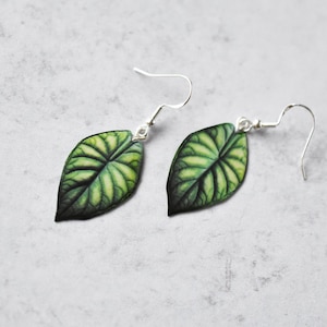 Alocasia Dragon Scale || Handmade Leaf Earrings || Plant Earrings || Sterling Silver Earrings