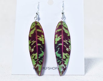 Boucles D'oreilles Pendantes Fleurs De Bananier - Turquoise - Fait Main - Dormeuses