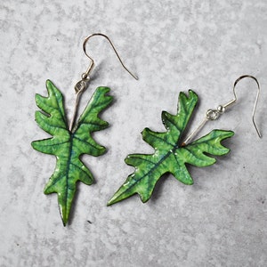 Alocasia Jacklyn || Handmade Leaf Earrings || Plant Earrings || Sterling Silver Earrings