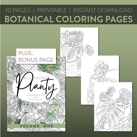 Plant Lover Leaf Inspired Printable Coloring Pages | Downloadable Activity | Adult Coloring Pages | Plant Mom Plant Dad Coloring Book