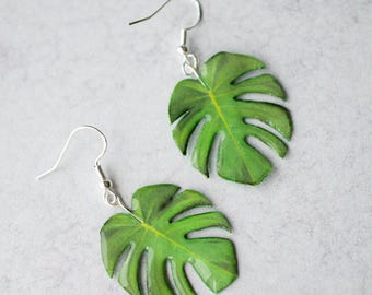 Monstera Deliciosa || Handmade Leaf Earrings || Plant Earrings || Sterling Silver Earrings
