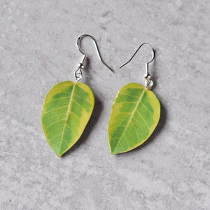 Ficus Altissima “Yellow Gem” || Handmade Leaf Earrings || Plant Earrings || Sterling Silver Earrings