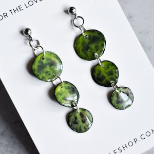 Peperomia Prostrata &#39;String of Turtles&#39; 3-Tier Earrings