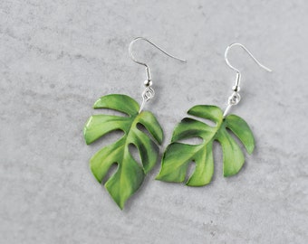 Rhaphidophora Tetrasperma “Mini Monstera” || Handmade Leaf Earrings || Plant Earrings || Sterling Silver Earrings