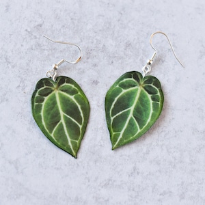 Anthurium Crystallinum || Handmade Leaf Earrings || Plant Earrings || Sterling Silver Earrings