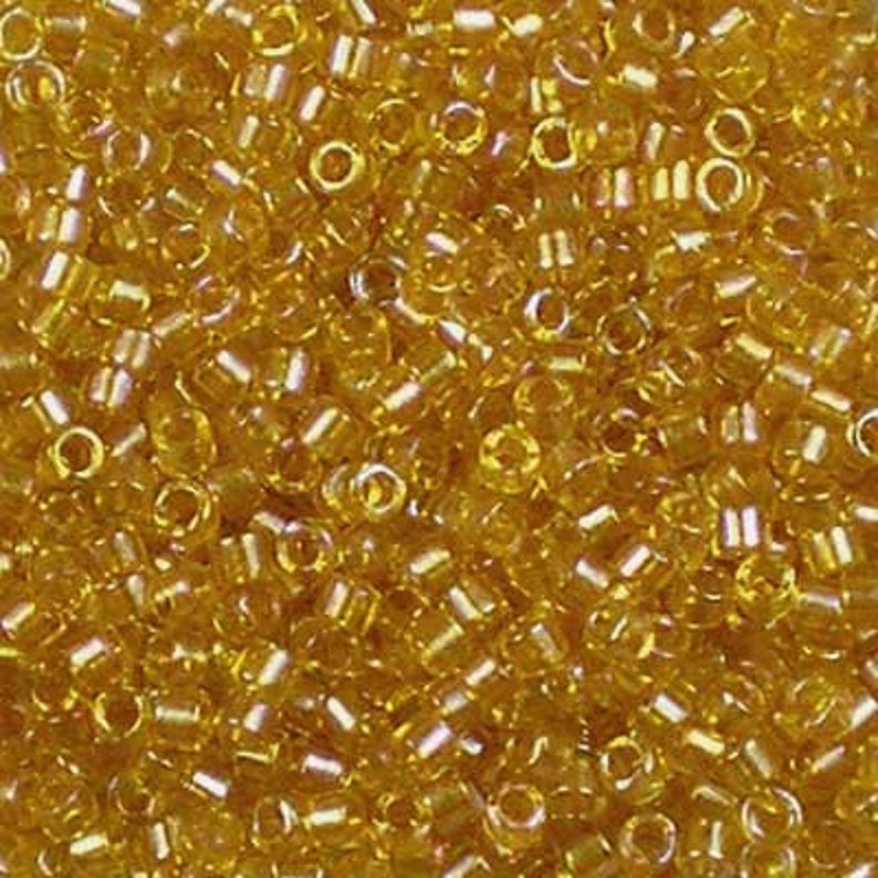 5g Transparent Yellow Outside DB-2372 Fancy Lined Sunflower Miyuki 110 Delica Beads : Dark Gold Inside