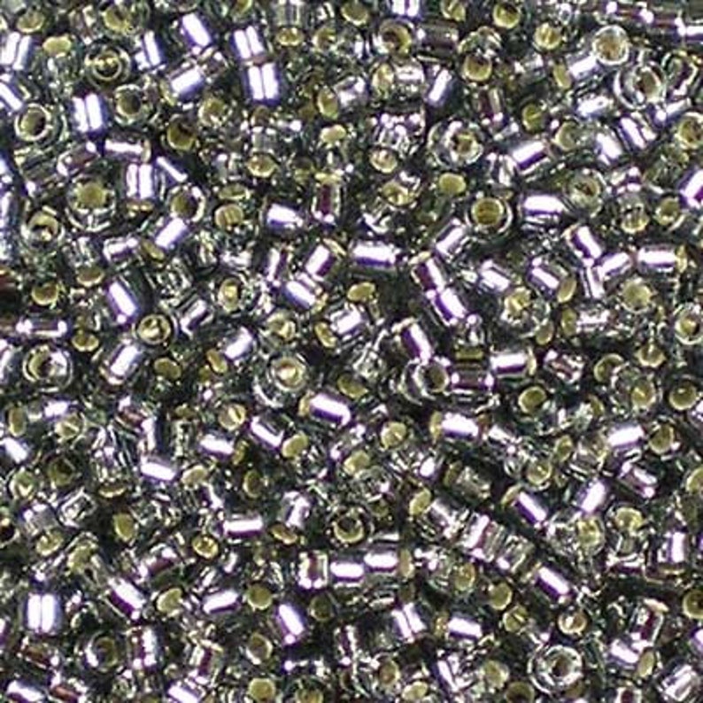 DB-0048 Silver-Lined Light Gray Shiny Metallic Inside : Smoke Outside Miyuki 110 Delica Beads 5g