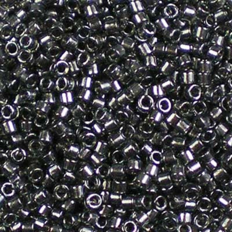 DB-2394 Fancy Lined Platinum : Charcoal Gray Miyuki 110 Delica Beads 5g