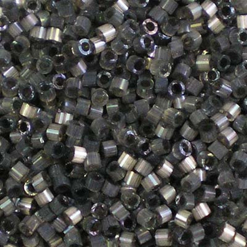 : Charcoal Luster 5g Miyuki 110 Delica Beads DB-1818 Dyed Rustic Gray Silk Satin