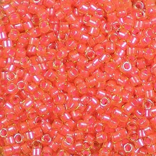 DB-2047 Luminous Bittersweet - Miyuki 11/0 Delica Beads (5g): Salmon Orange Inside, Gold Outside