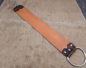 Beef Leather Straight Razor Strop: Vegetable-Tanned, Used-Look Finish