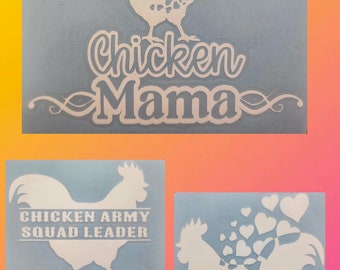 Funny Chicken All weather Decals Cowboy Kitchen Farm Humor Country western Stickers Choose 1 or all 3