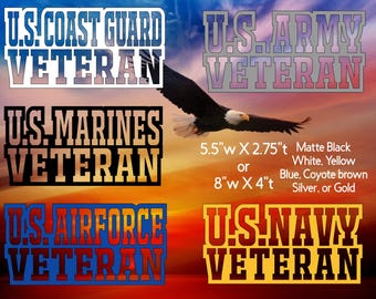 Military Veteran Decal: US Army, Navy, Air Force, Marines, Coast Guard
