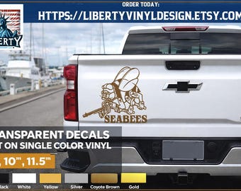US Navy Seabees vinyl window tailgate decal multiple sizes available