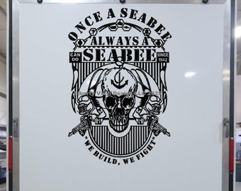 Once a Seabee Always a Seabee Skull vinyl decal (4 Sizes available)