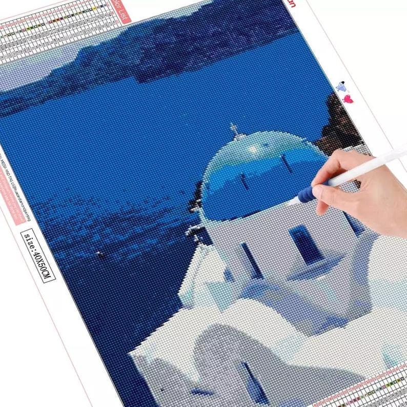 5D Diamond Painting Santorini Greece Landscape Kit Etsy
